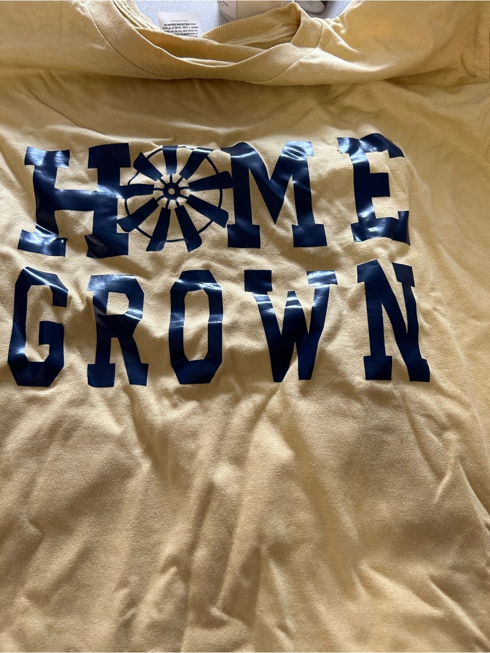 Home Grown Graphic Tee in Pale Yellow with Navy Print